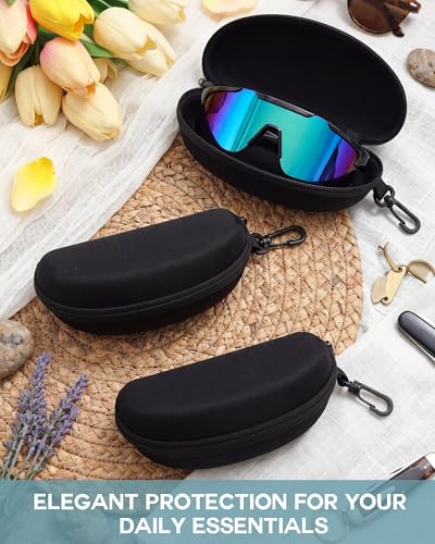 Image of Treela 24 Pcs Sunglasses Case Portable Travel Hard Shell Zipper Frame Summer Eyeglasses Case with Plastic Hook for Women Men