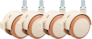 FANQ Swivel Caster Wheels for Crib M6/M8 Furniture Caster 50mm Quiet Rubber Caster Wheels Twin Caster Wheels with Brake Capacity 150KG 4 Pack