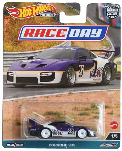 Hot Wheels Porsche 935, Carro Premium 1:24 Azul/Blanco