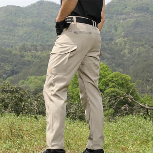 Hiking Pants Men Fleece Lined Insulated Waterproof Warm Softshell Windproof Construction Work Pant with Multi Pockets4