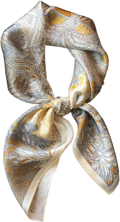 JERLA 100% Pure Mulberry Silk Square Scarf for Hair-27''x27'' Women Men Natural Silk Neckerchief Headscarf