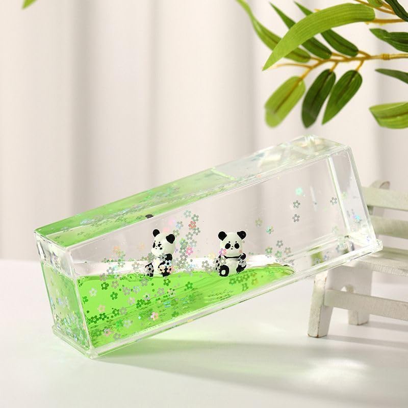 Image of Kawaii Panda Liquid Motion Paperweight with Floating Glitter, Unsinkable Fluid Sensory Desk Toy, Decorative Stress Relief Accessory for Office, Study, Kids & Adults (Panda Floating Liquid Sensory)