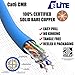 CAT6E Riser (CMR), 1000ft, UTP 24AWG, Solid Bare Copper, 600MHz, UL Certified, Easy to Pull (Reelex II) Box, Bulk Ethernet Cable in Blue