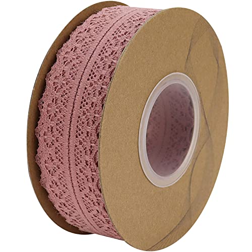Nsilu Floral Pattern Fabric Lace Ribbon Trim For Sewing& Crafts Hair Bow Making, Gift Package Wrapping 1 Inch Wide (Red Bean Powder, 25 Yards) #TOP4