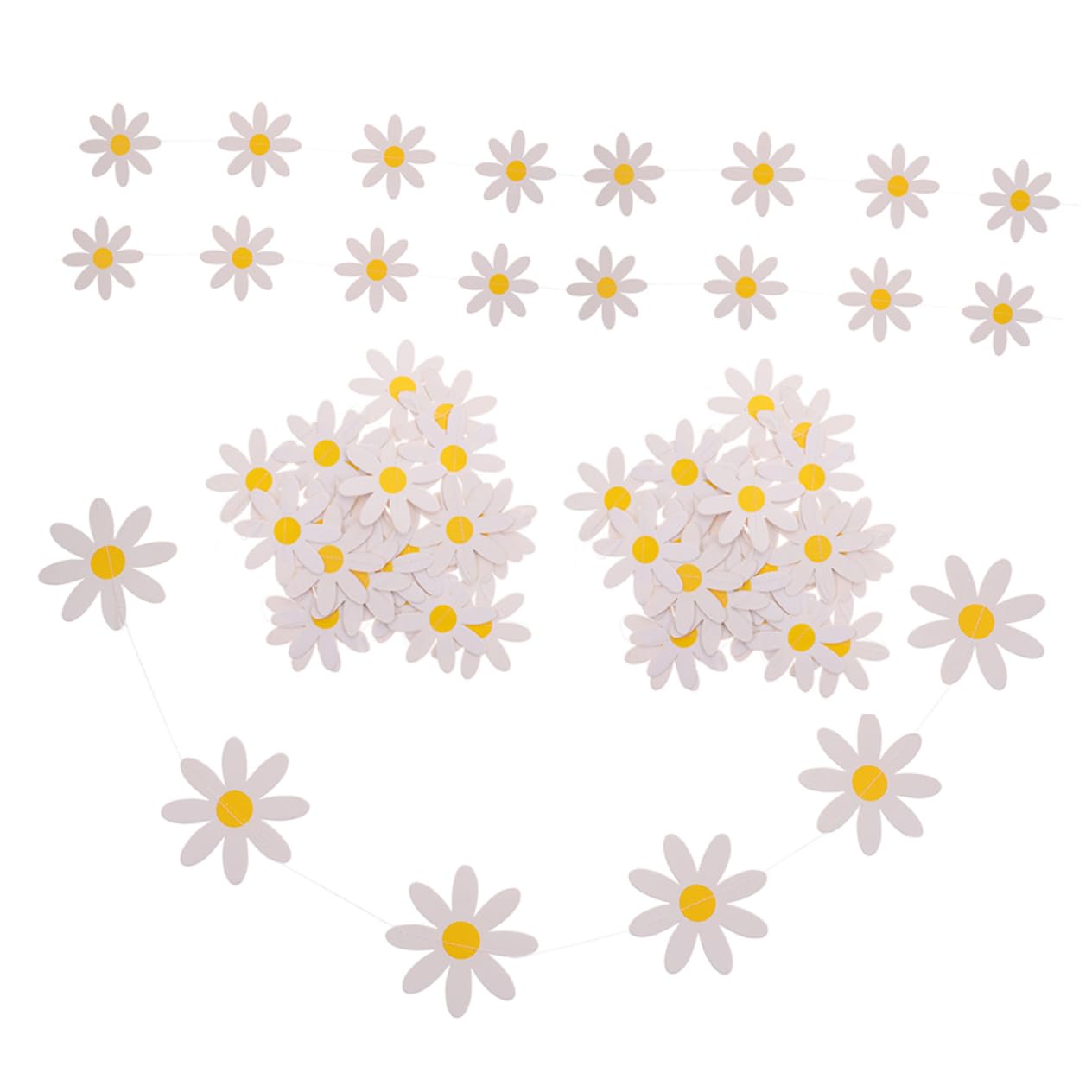 TOYANDONA 15piezas Banderín Decorativo De Margaritas Para Cumpleaños De Guirnalda Floral Para Fiestas Infantiles y Shower Para Decoración De Interiores y Fondos De Fotos