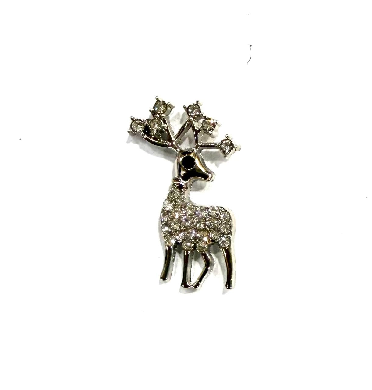 Unisex Silver-Tone Deer Brooch with Rhinestones | Sparkling Animal Lapel Pin for Men & Women | Coat, Saree, Kurta & Blazer Accessory-image-35
