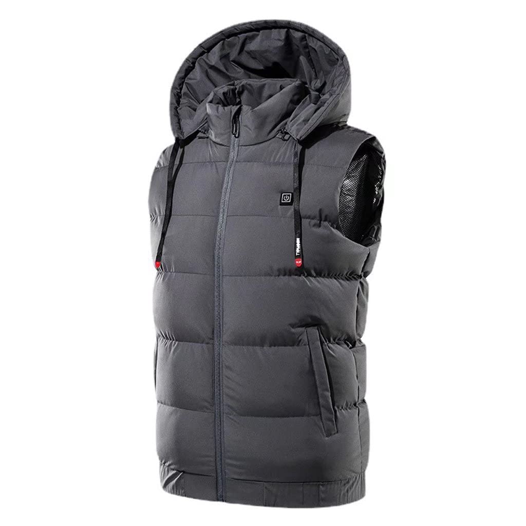 Chaqueta térmica recargable para mujer, ropa de caza de invierno al aire libre, chaleco calentado para hombres, batería no incluida, gris