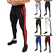 evzosrz Mens Joggers Sweatpants Stripe Slim Fit Workout Training Gym Joggers Fashion Pants Streetwear Bottoms with Pockets White