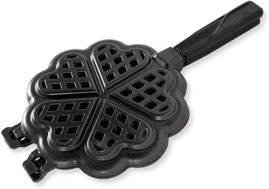 Nordic Ware 01705 Sweetheart Waffler, Cast-Aluminium Pan, Heart Shaped, Mini Waffle Maker, Black