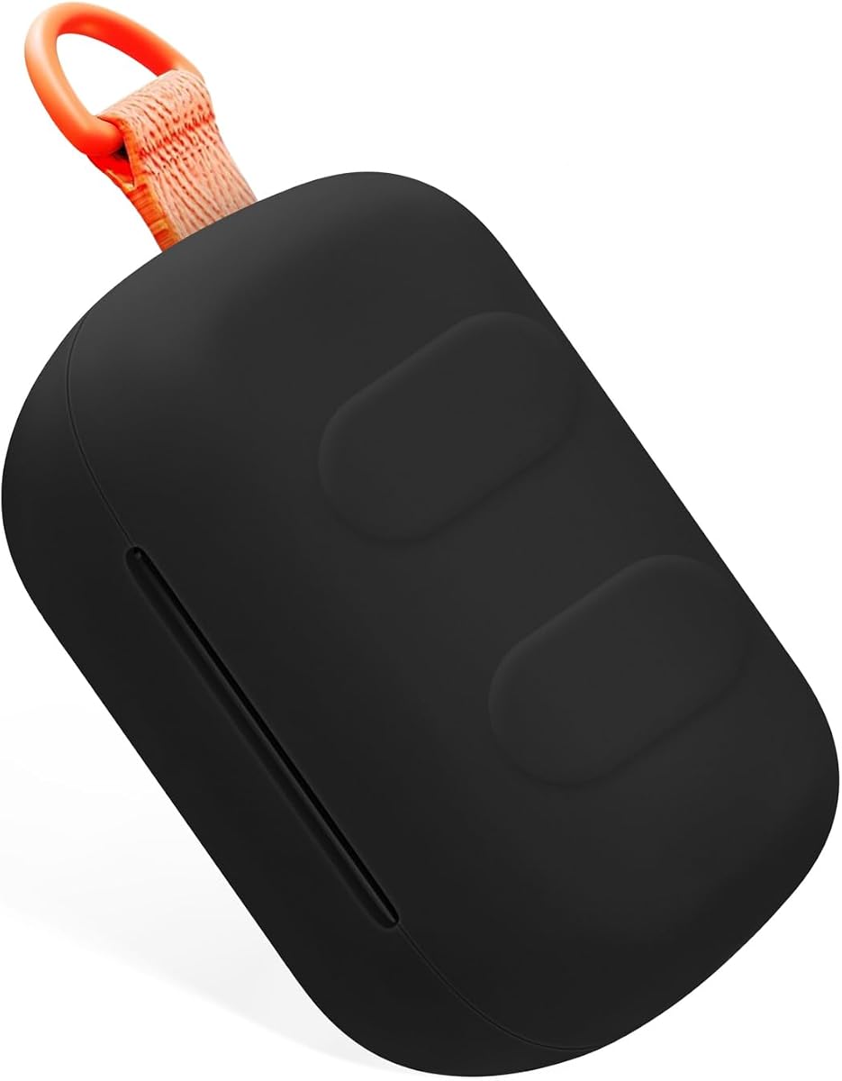 Geiomoo Funda de Silicona para Skullcandy Dime 3, Funda Protectora con Mosquetón (Negro)