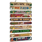 RattanView Outdoor Patio Rules Signs 11 x 23 Inches Wood Patio Decorative Signs Decor Outdoor Funny Plaque Decorations for Art Porch Backyard Home Birthday Gift