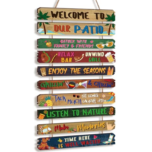 RattanView Outdoor Patio Rules Signs 11 x 23 Inches Wood Patio...