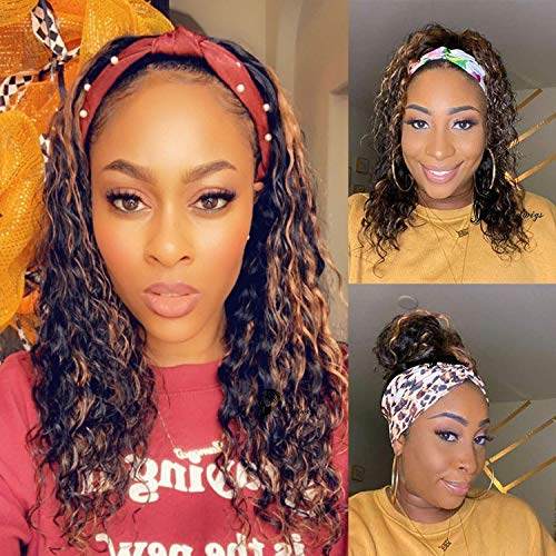 1B/30 Ombre Headband Wig Human Hair Blonde Highlight None Lace Front Wigs Deep Loose Wave Human Hair Wigs for Black Women 150% Density 14 inch