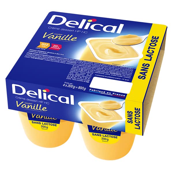 Delical - Crema da dessert HP HC senza lattosio, 4 x 200 g
