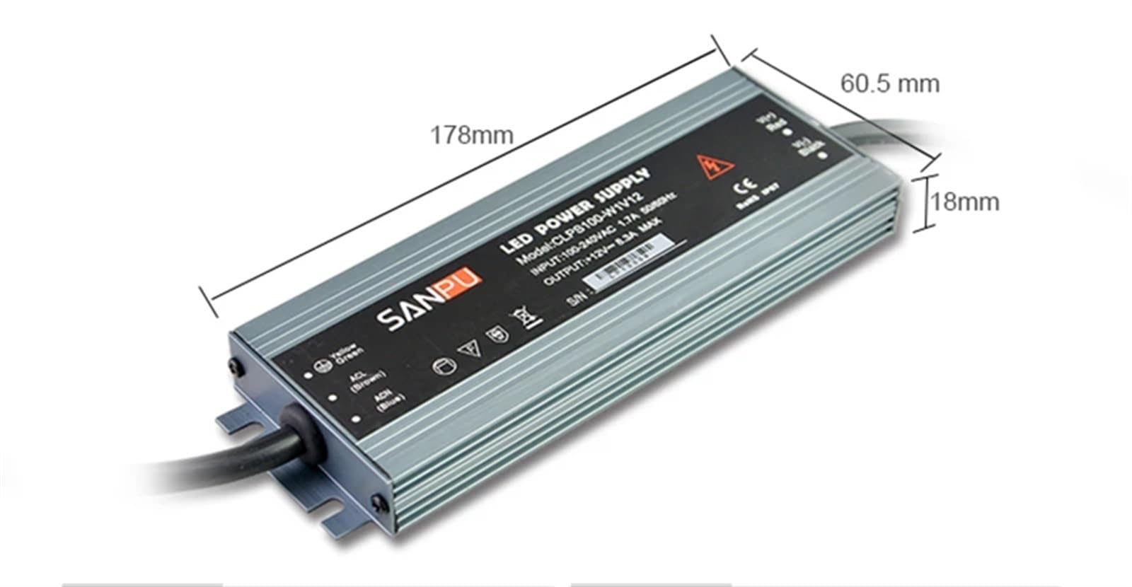 Alimentatore LED Impermeabile 12V DC 100W 8A IP67 110V 220V AC-DC Driver del trasformatore di Illuminazione 12VDC Piccolo Sottile e Sottile in Alluminio