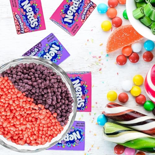 Image of DECADENT FOODS Nerds Candy Variety Pack, 3 Grape & Strawberry and 3 Wild Cherry Watermelon, Sour then Sweet, 46g Each, 6 Count, Product of USA