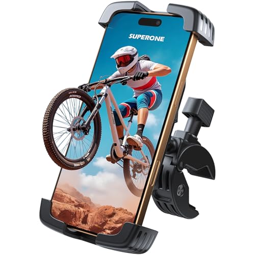 SUPERONE Bike Phone Holder, [1s Lock] Motorcycle Phone Mount, [Anti-Shake]...