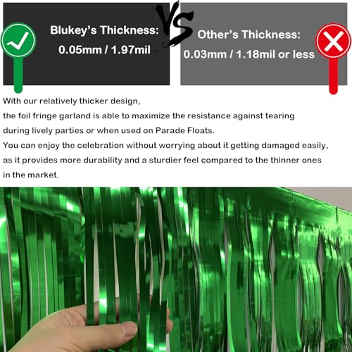 Image of Foil Fringe Garland - Pack of 3- Metallic Parade Floats Skirting Tinsel Streamers Banner for Birthday Wedding Dec 4th of July Homecoming Float (Green)