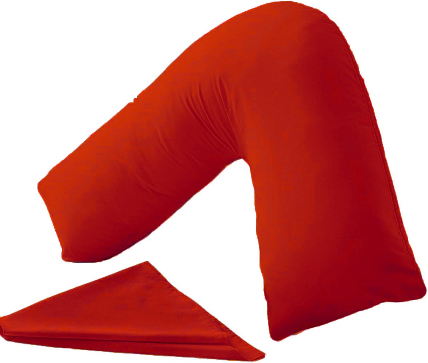 Comfy Nights Orthopedic V Shape Pillow Extra Support For Head, Neck & Back with Free Cover - Red — image 1
