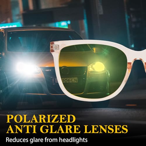 FIMILU 2 Pack Night Driving Vision Glasses for Women, Polarized Reduce Glare and Enhance Visual Abilities for Nighttime 225263