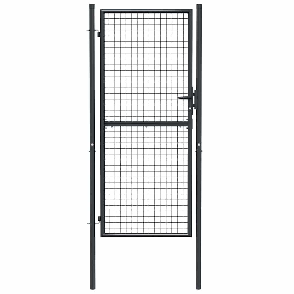vidaXL Cancello da Giardino in Rete di Acciaio Zincato 100x200 cm Grigio