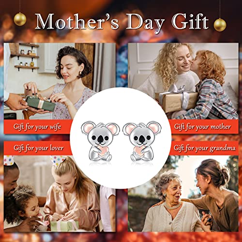 925 Sterling Silver Koala Stud Earrings: Cute Koala Bear Earrings For Women Koala Animal Stud Earrings Jewelry Gifts For Teens Girls #TOP6