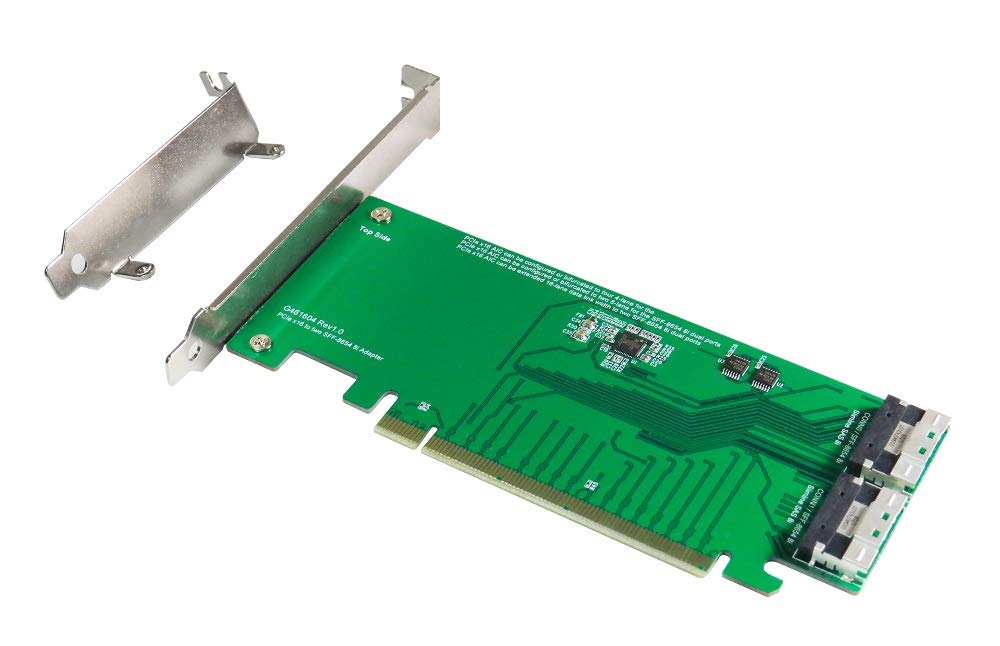 Micro SATA Cables|PCIe Gen3 16-Lane to Slimline SAS (SFF-8654) 8i Adapter - Quad NVMe SSD Support with Bifurcation & Extension Capabilities