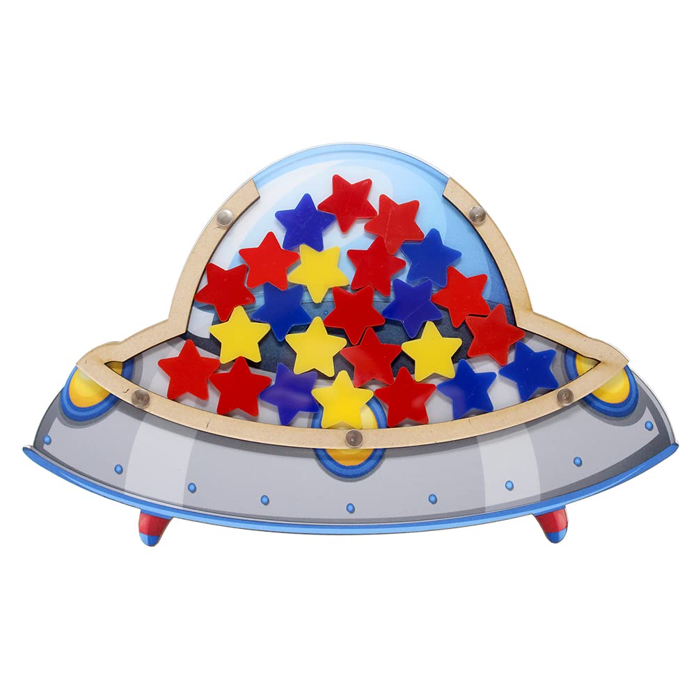 The Rosette Imprint Reward Jar Incentive Jar for Kids Children with Stars and Smilies - Spacecraft Design