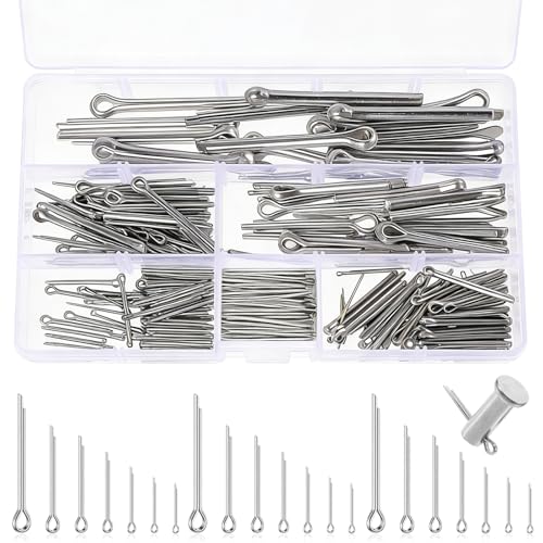 330 Stück Splinte Sortiment Edelstahl 7 Größen Splint Set M1/M1.5/M2/M2.5/M3/M4/M5 304 Edelstahl Sicherungssplint für Autos Wohnmobile Gartengeräte