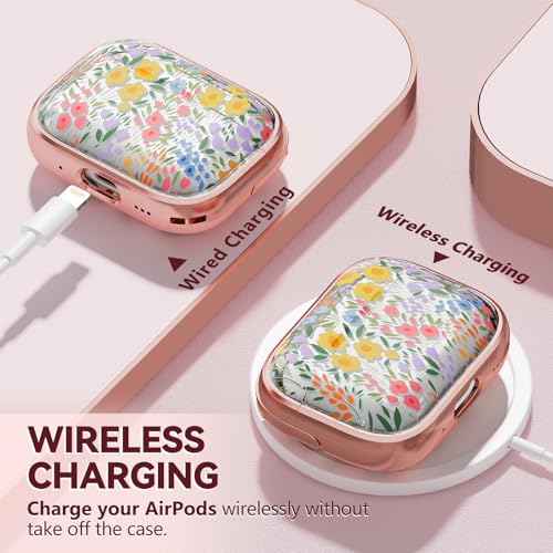 Image of Inesore for AirPods Pro 3 Case Cover 2025 with Lock- Seven Color Flower | Two-Piece Design,with Gold Keychain & Clean Pen, As Phone Stand,Support Wireless Charging,Cute Luxury Case for Women Girly
