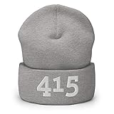 Area Code 415 San Francisco California Beanie Hat for Men and Women, SF CA Gifts for Cold Weather Heather Grey