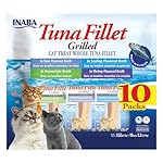 INABA Natural, Premium Hand-Cut Grilled Tuna Fillet Cat Treats/Topper/Complement with Vitamin E and Green Tea Extract, 0.52 Ounces Each, Pack of 10, Variety Pack