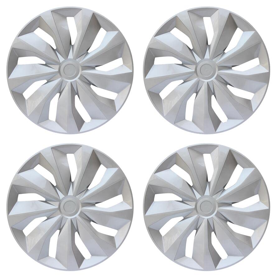 Image of Hubcap Wheel Cover Replacement R15 Hub Caps Universal-Fit Steel Wheel Rim Cover ABS Material Exterior Accessories for Car Truck SUV -Set of 4(15-inch,Silver)