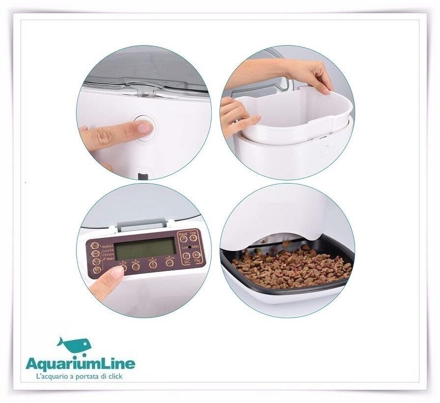 Jecob Comedero dispensador automático de comida para perros y gatos con cámara integrada para monitoreo desde smartphone, ajuste remoto de la dosificación y control por voz 6L/2-3kg 4 comidas