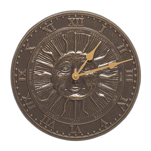 Whitehall Products Sunface Clock, French Bronze