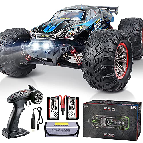 Hosim 1:12 Scale 46+ KMH High Speed RC Monster Trucks, 4WD Large Size RC Cars for Adults Boys RC Off Road Hobby Grade Remote Control Vehicle 2 Batteries for 40+ Min Play Gifts for Kids(Blue)