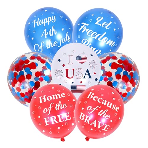 4th of July USA Balloons Decorations - 36 Pcs Red White Blue Balloons American Flags Party Balloon Set for Fourth of July Decorations 250th Anniversary Patriotic Independence Day USA Patriotic Party