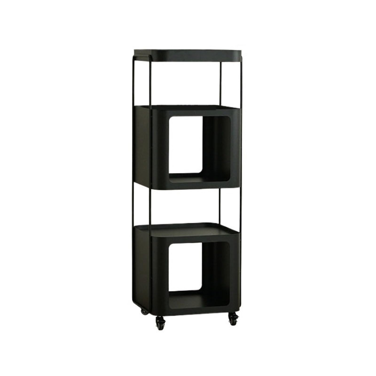 XUJUAN-0227 Bookcases Multi-storey Mobile Bookshelf Organiser with Lockable Wheels Iron Storage Cart