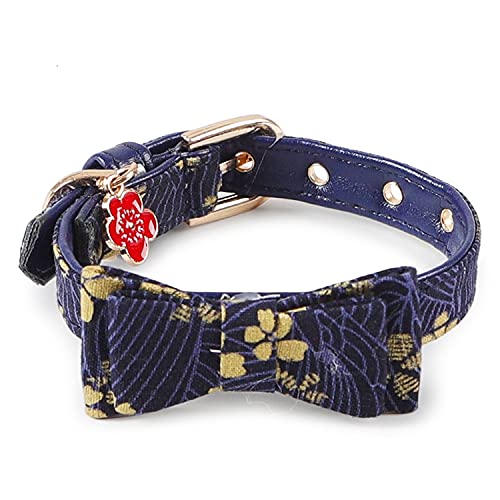 Royale Cat Japanese-Style Bow Cat Collar PU Collar Bell Bow Pet Cat Tie Adjustable Neck 17-24cm Width- 1cm -Blue (B09FXD4PMR) Amazon Price History, Amazon Price Tracker