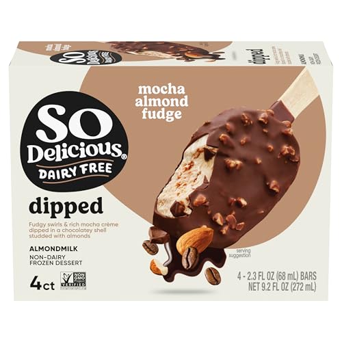 So Delicious Dairy Free Almond Milk Dipped Frozen Dessert Bar, Mocha Almond Fudge, Vegan, Non-GMO...