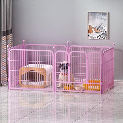 6 Panel Heavy Duty Dog Pen Pet Playpen Dog Exercise Pen Cat Fence Foldable And Portable Puppy Whelping Pen Indoor And Outdoor Use(Size:160 * 80 * 80cm,Color:pink)