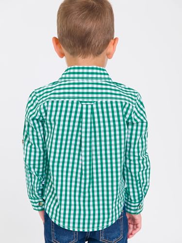 Image of RUGGEDBUTTS Boys Solid Cotton Long Sleeve Button Down Shirt with Button Tabs