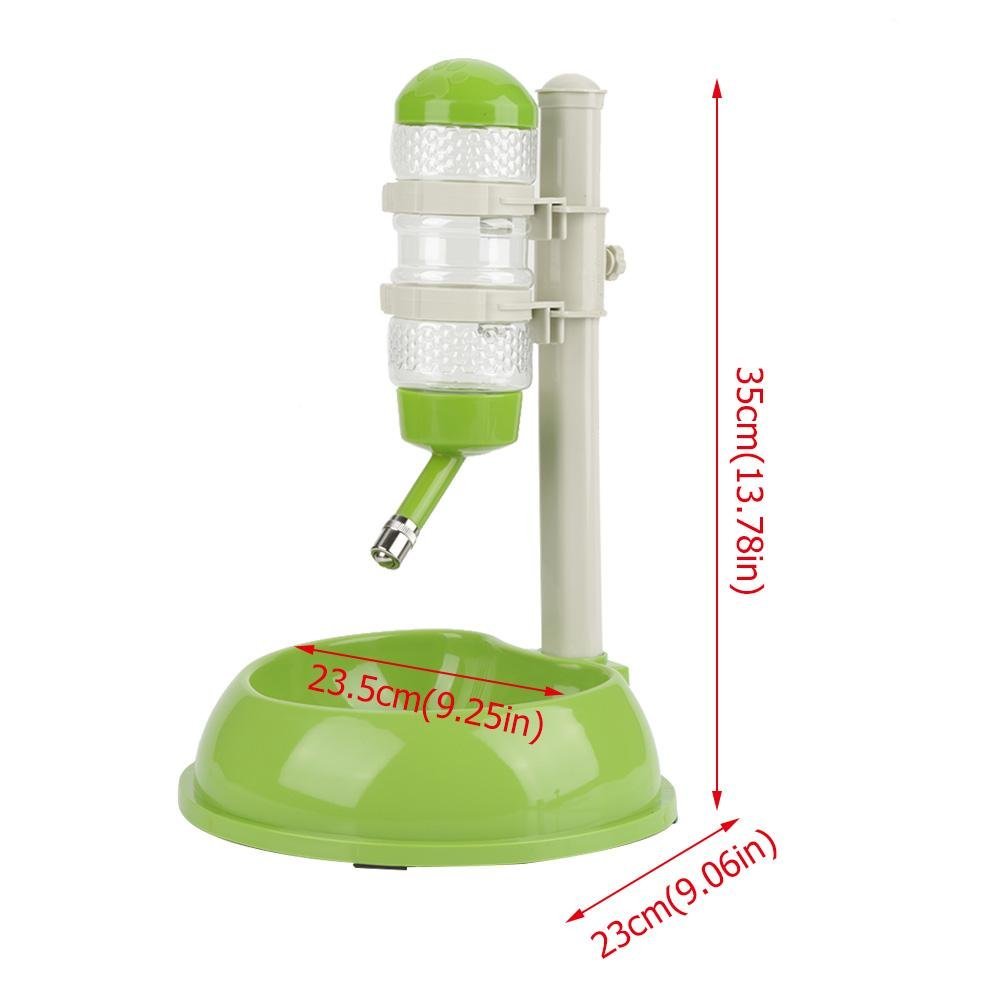 Fdit Dispensador de Agua Potable 500ml Cuenco de Alimentos con Botella de Agua para Mascotas Dispensador Grande Ajustable Automáticamente de Altura para Gato Socialme-EU(Verde)