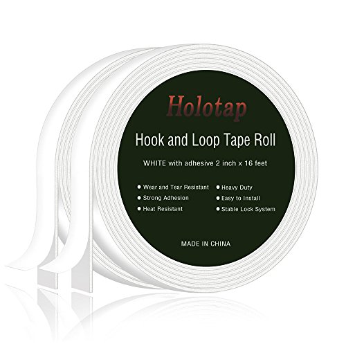 Holotap Sticky Back Hook and Loop Tape 2 in×16 ft, Self Adhesive Fastener Interlocking Tape (White, 2 Inch)