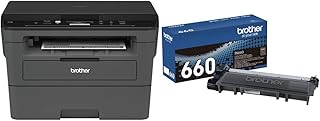 Brother Compact Monochrome Laser Printer, HLL2390DW, Convenient Flatbed Copy & Scan, Wireless Printing, Duplex Two-Sided Printing, Amazon Dash Replenishment Ready, Black & TN660 High Yield Black Toner