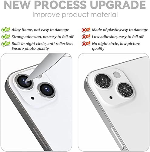 Image of Compatible for i Phone 14 | iPhone 14 Plus Camera Lens Protector, Tempered Glass Bling, Alloy Metal Camera prtotecton for i phone14 Silver