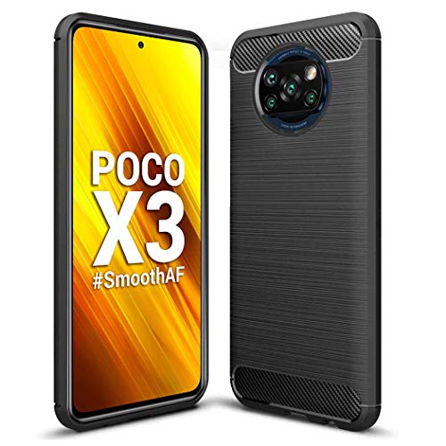 Image of NISHTECH Carbon Fiber Hybrid Armor Drop Tested Shock Proof TPU Back Case Cover for Xiaomi Poco X3 (2020)