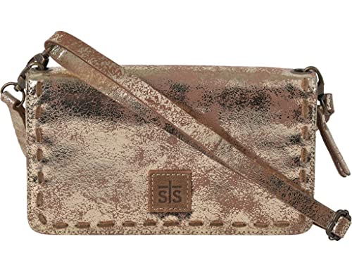 Sts Ranchwear Women's Flaxen Roan Evie Organizer | Leather Casual Crossbody Clutch With Shoulder Strap, Interior Pockets & Card Slots, Gold/Brown #TOP23