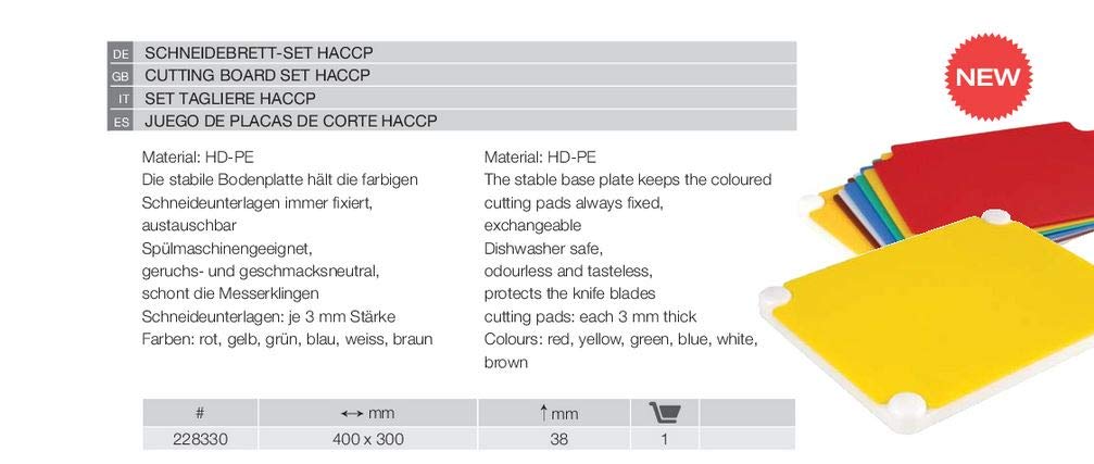Schneidebrett Set HACCP mit Halterung Profiware 6 Farben austauschbar