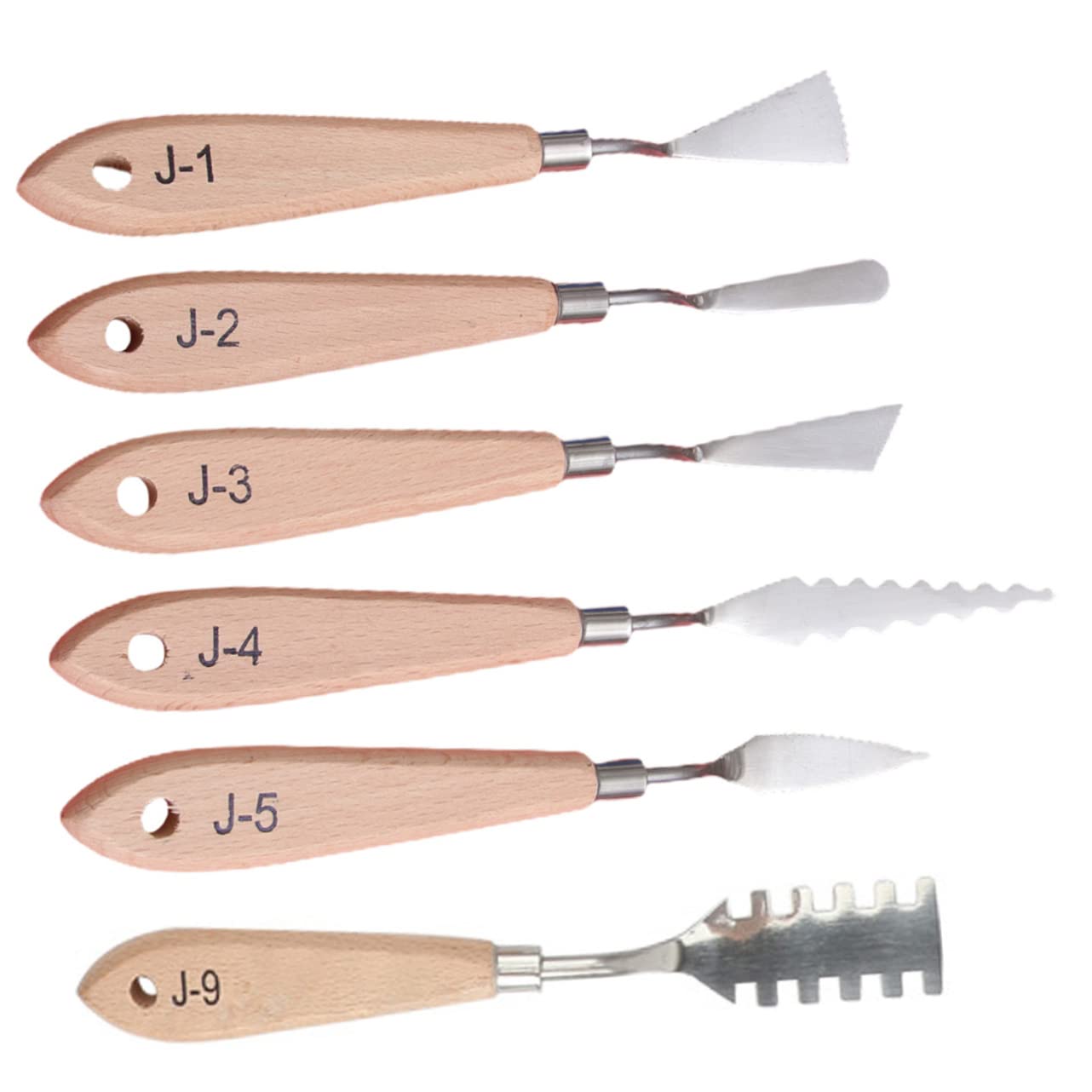 KALLORY Oil Painting Knife Combination 6pcs Palette Knives Scrapers Mixing Spatulas for Art Students